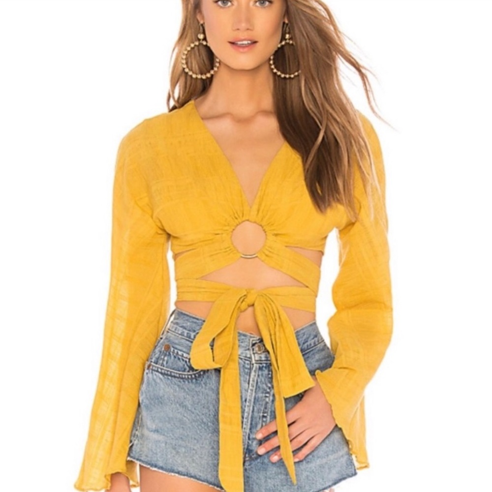 Tularosa Molly tie waist crop top